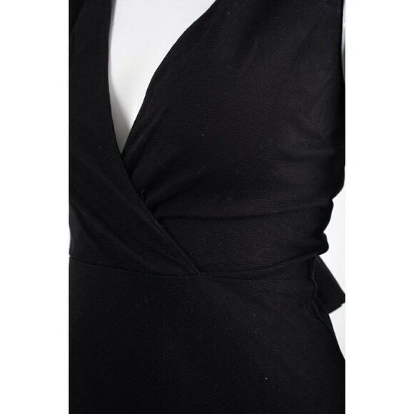 Massimo Dutti Womens Midi Flared Dress XS Black Sleeveless V-Neck 6634/583 NWT - Picture 3 of 6